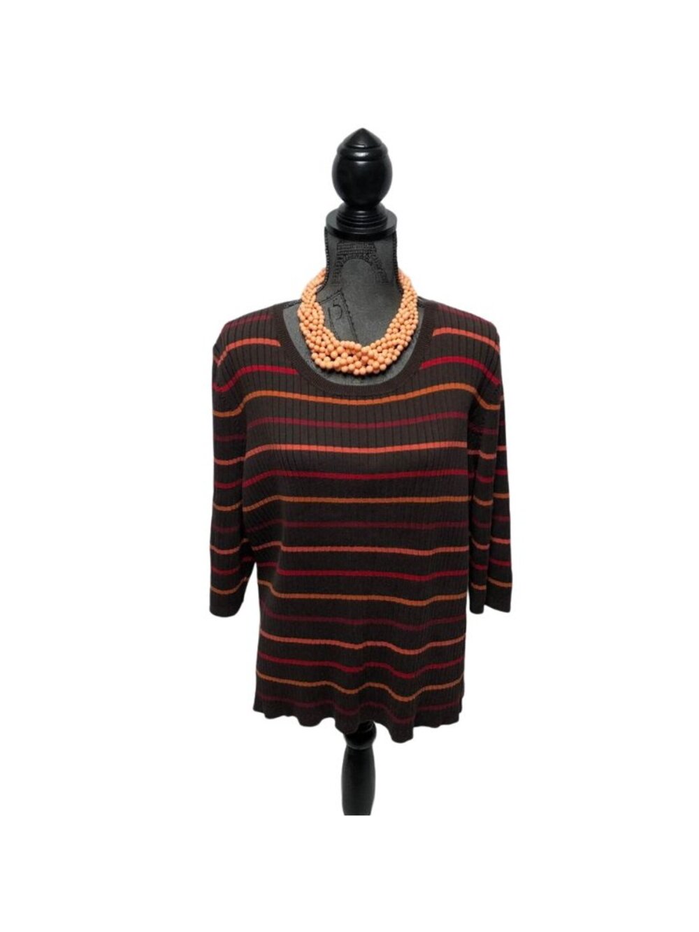 Lane Bryant Sweater Womens Size 26-28 Brown Orange Maroon Striped Casual Office